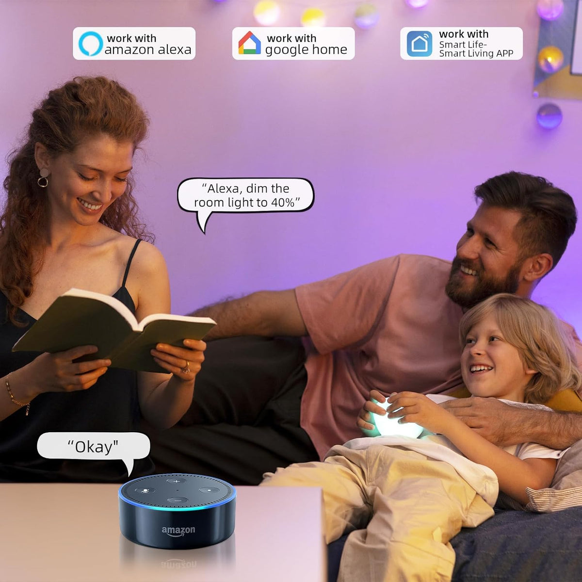 OPPLE Smarte Glühbirnen, 60W Äquivalent WiFi Bluetooth Dimmbare LED RGB Glühbirnen, Vollfarbwechselnde Smarte Glühbirne Kompatibel mit Alexa & Google Assistant, 9W 800 Lumen 2.4 GHz, Wi-Fi, 2er-Pack