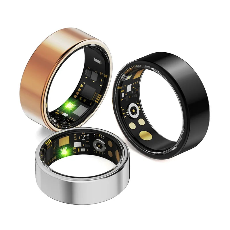 IP68 Waterproof Smart Ring Made of Stainless Steel Heart Rate Blood Oxygen Health Monitoring Step Exercise Sleep Bluetooth Rings