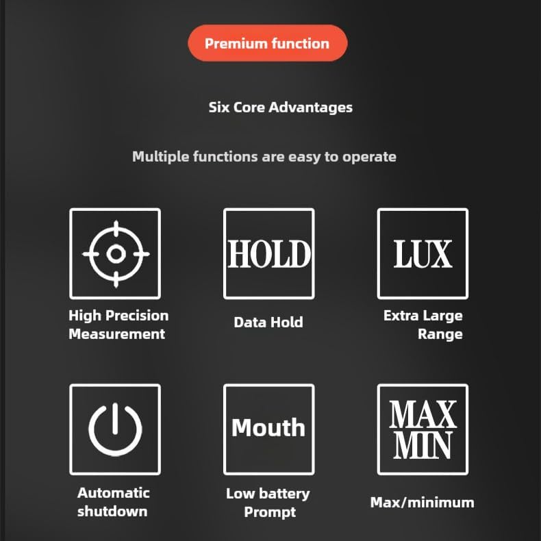 Digital Illuminometer 0-200000 LUX Lumen Brightness Tester Light Brightness Measuring Instrument High Precision Light Meter