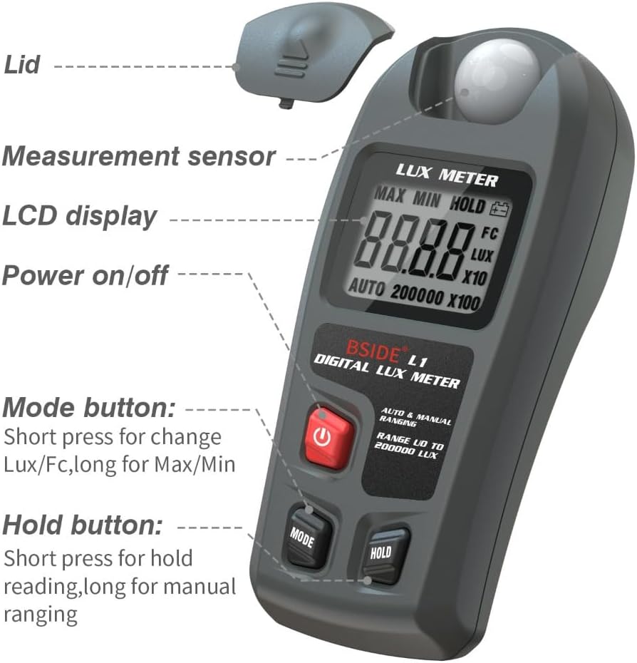High-Precision Digital 0-200000 LUX Illuminance Meter Integrated Portable Metering Instrument Brightness Meter Lighting Design and Evaluation