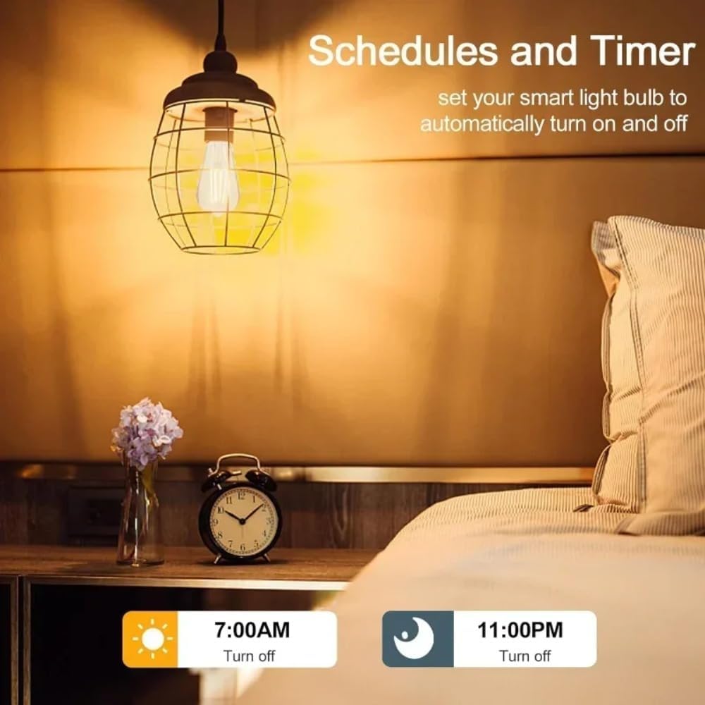 OPPLE Smart Light Bulbs Bluetooth and WiFi Vintage Filament Light Bulb Compatible with Alexa & Google Home, ST19 Smart Edison Bulb 2100k 60 Watt Equivalent, No Hub Required, 4 Pack