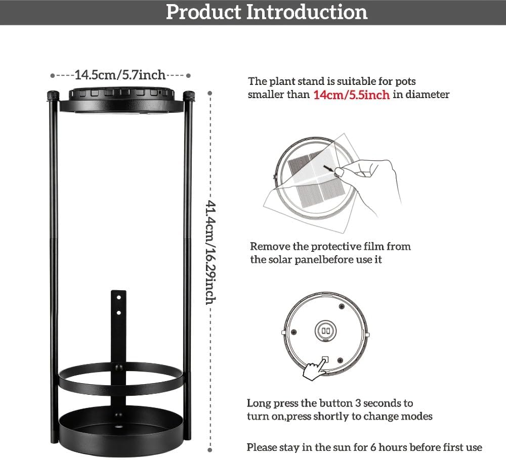 Solar Wall Lamp with Plant Stand | 3 Color Temperatures LED Outdoor Wall Sconce Solar Light for Garden Patio Porch Yard Decor