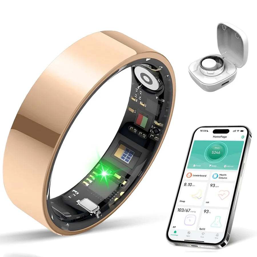 IP68 Waterproof Smart Ring Made of Stainless Steel Heart Rate Blood Oxygen Health Monitoring Step Exercise Sleep Bluetooth Rings