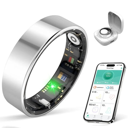 IP68 Waterproof Smart Ring Made of Stainless Steel Heart Rate Blood Oxygen Health Monitoring Step Exercise Sleep Bluetooth Rings